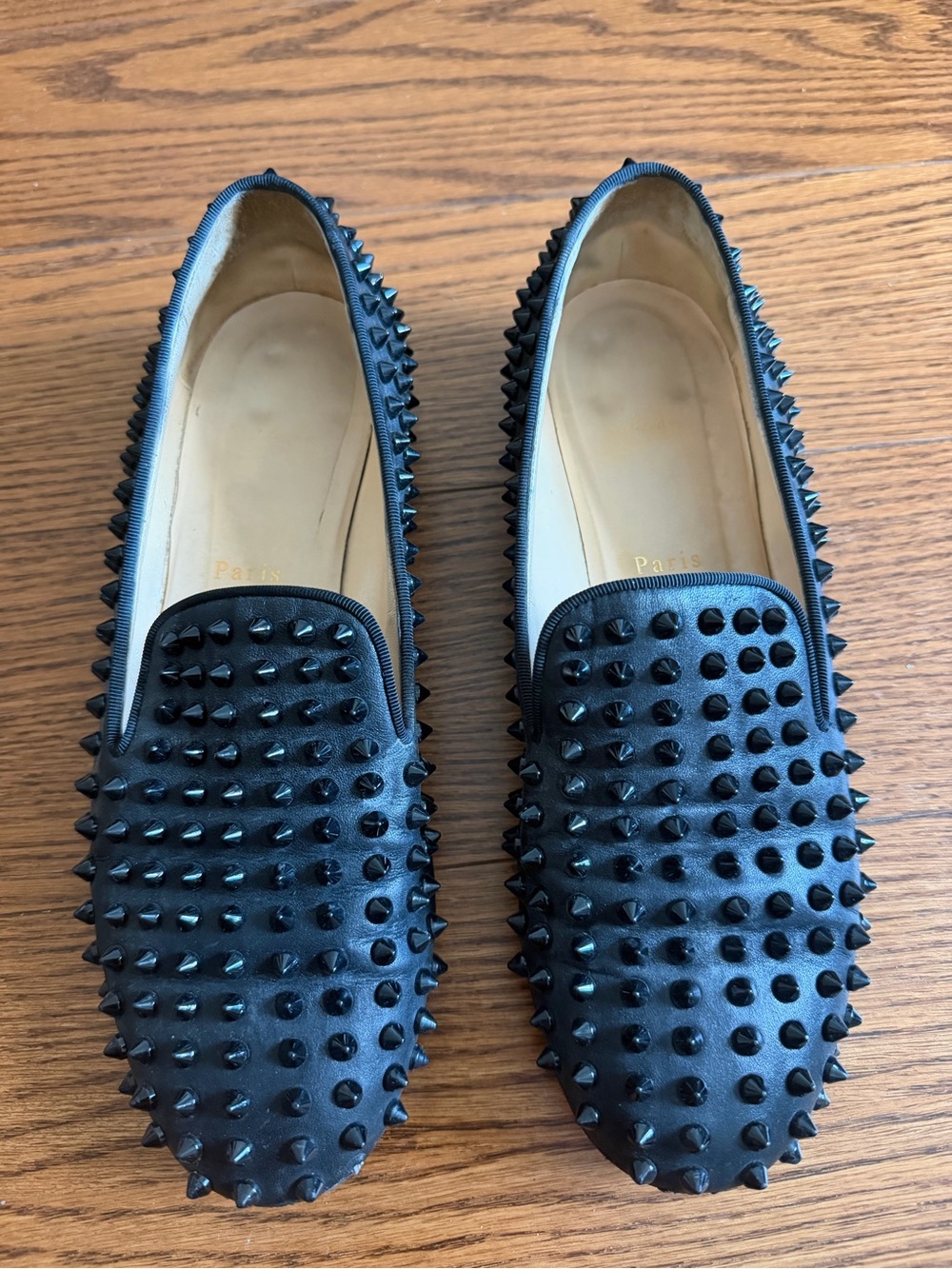 Christian Louboutin Black Spiked Leather Loafers
